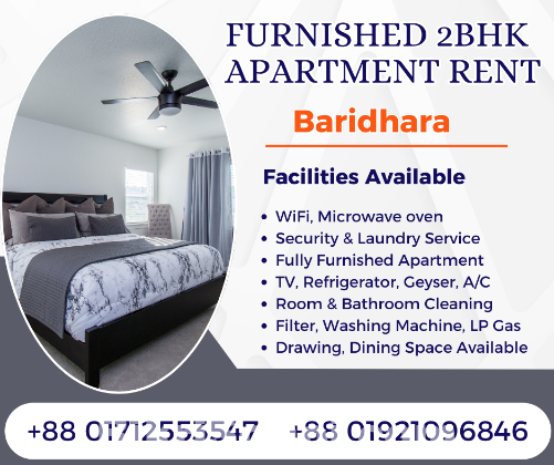 Furnished 2BHK Serviced Apartment RENT in Baridhara